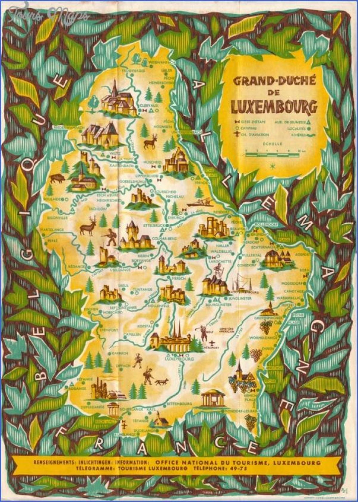 نقشہ لکسمبرگ کے سیاحت سائٹس کا سفر کے